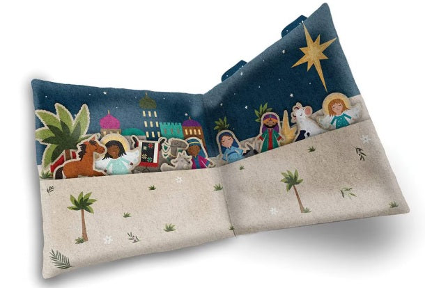 Silent Night Nativity Panel 36"x69" Felt Jennifer Long Bee Inspired Riley Blake Polyester Fabric RB-FT13576-PANEL