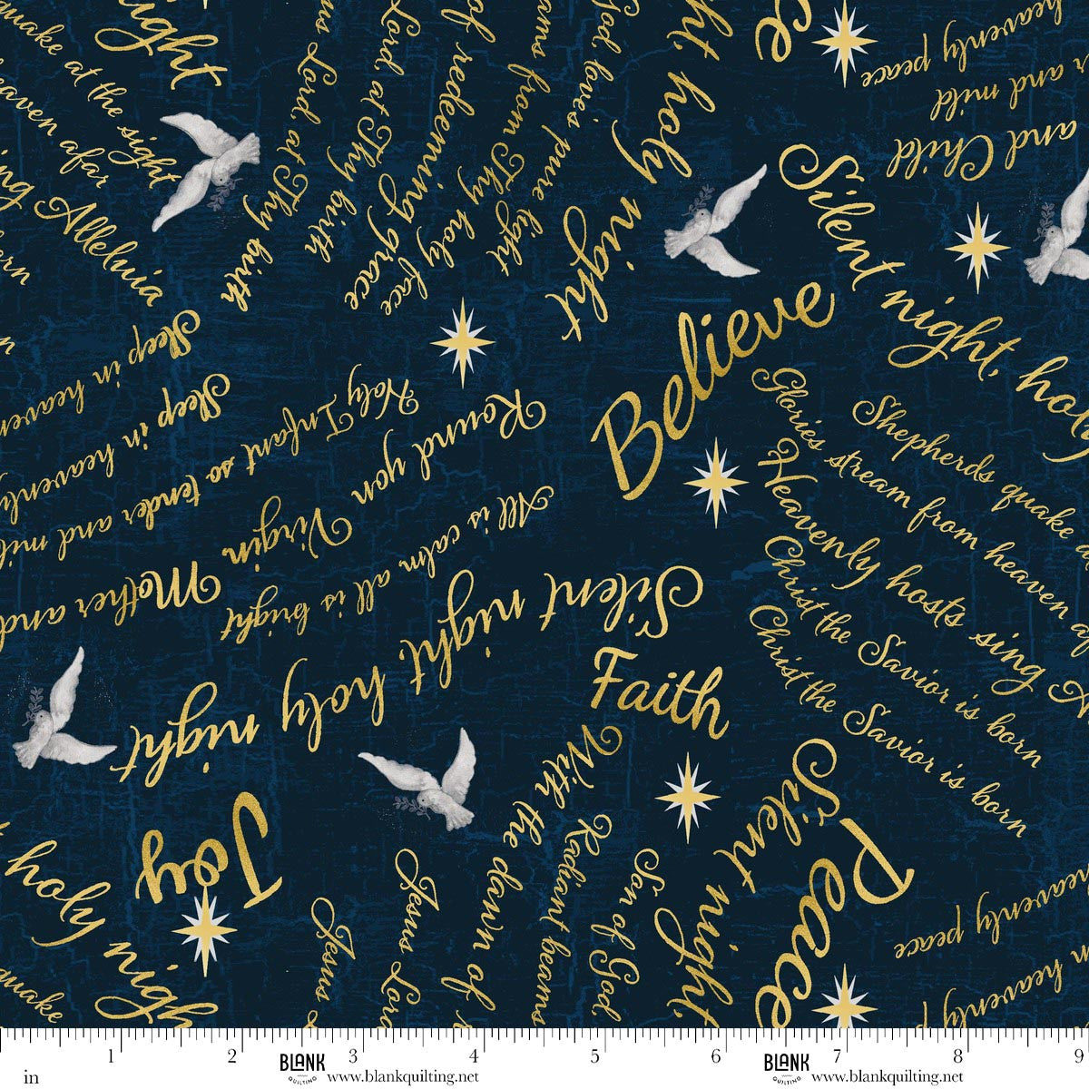 Silent Night Words Texture Navy Blue Studio 731 Blank Quilting Cotton Fabric BQ-4705-77