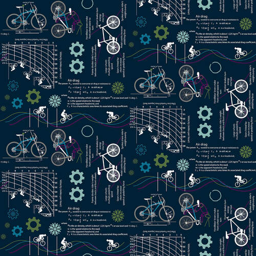 Silent Sports Bike Physics Judy Gauthier Studio E Cotton Fabric