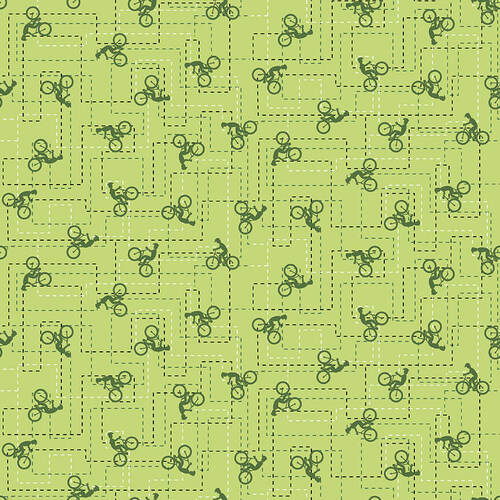 Silent Sports Dash Plaid Bikes light Green Judy Gauthier Studio E Cotton Fabric