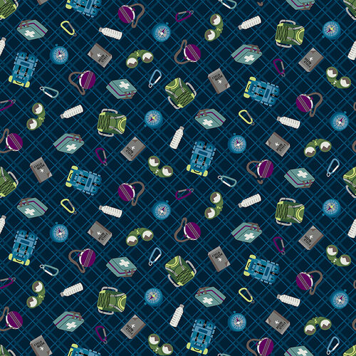 Silent Sports Outdoor Accessories Dark Blue Judy Gauthier Studio E Cotton Fabric | US Fabric Shop