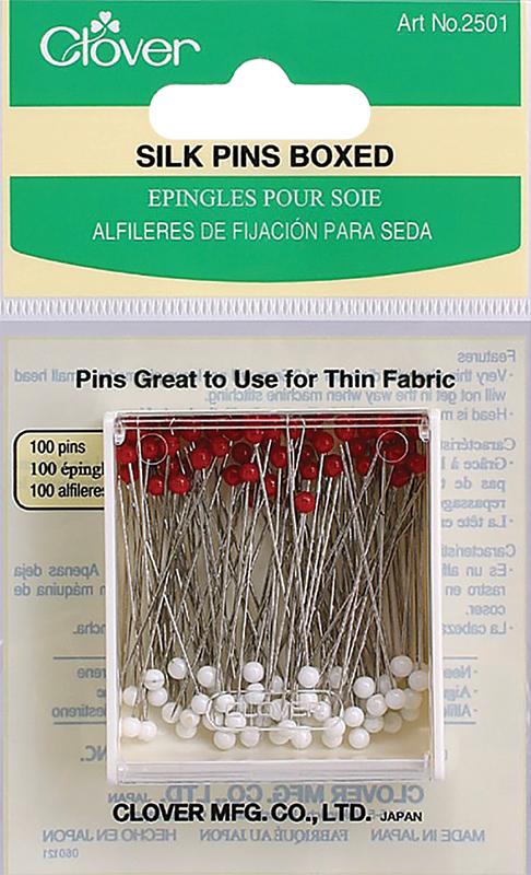 Silk Pins With Glass Heads Steel 100 pins Clover Needlecraft CN-2501