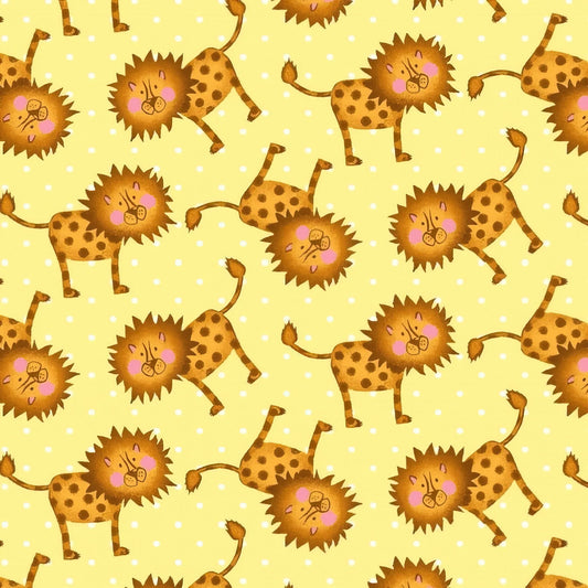 Silly Safari Spotted Leon Yellow Rena Askey Studio E Cotton Fabric