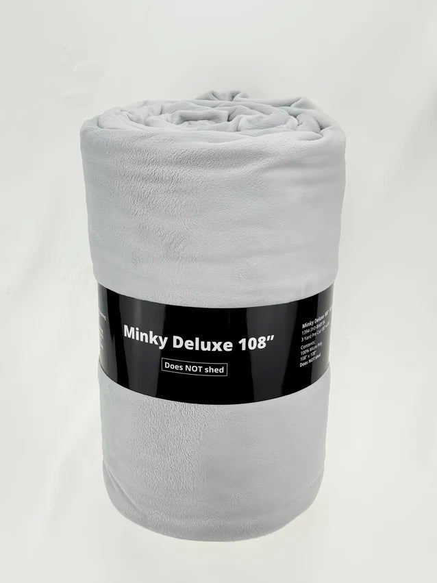 Silver Solid Minky Deluxe 3YD Precut 108" Wideback Sykel Enterprises Polyester Fabric SYK-1394-3YD-SILVER