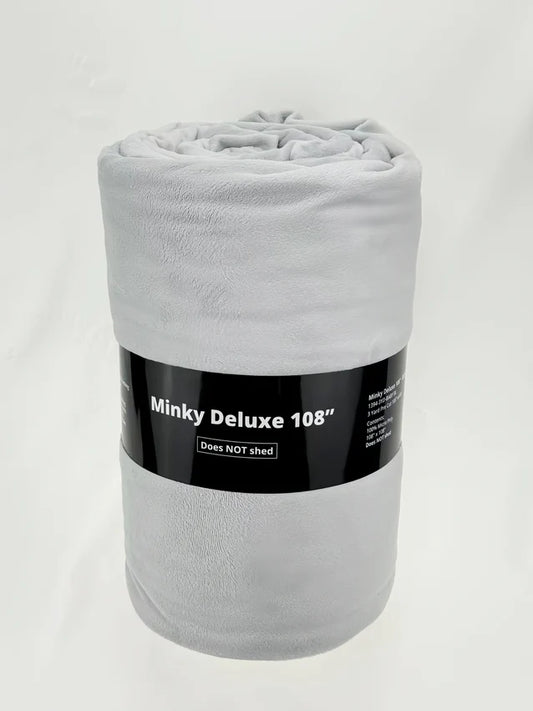 Silver Solid Minky Deluxe 3YD Precut 108" Wideback Sykel Enterprises Polyester Fabric SYK-1394-3YD-SILVER