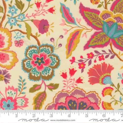 Sitara Jasmine Florals Cream Crystal Manning Moda Fabrics Cotton Fabric MD-11980-11