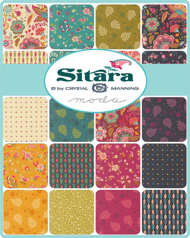 Sitara 5" Squares Charm Pack 42pcs Crystal Manning Moda Fabrics Cotton Fabric MD-11980PP