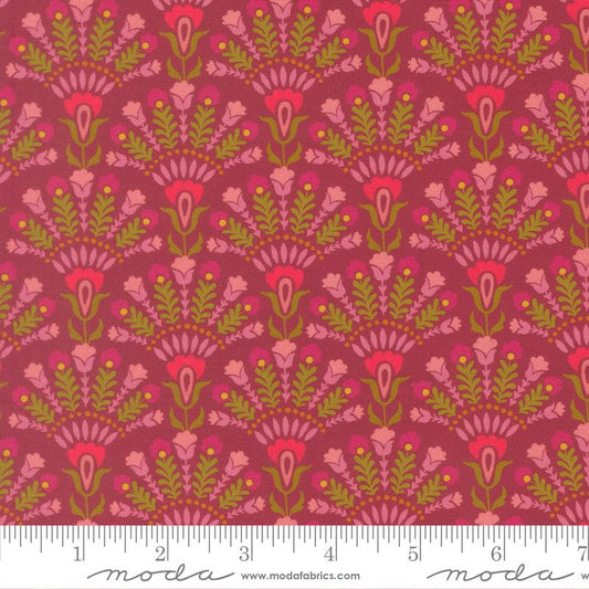 Sitara Opaline Damask Rose Wine Dark Pink Crystal Manning Moda Fabrics Cotton Fabric MD-11983-20