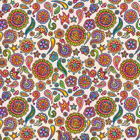 Skullduggery Ditsy Geo White Morris Creative Group Quilting Treasures Cotton Fabric QT-2600-31144-Z