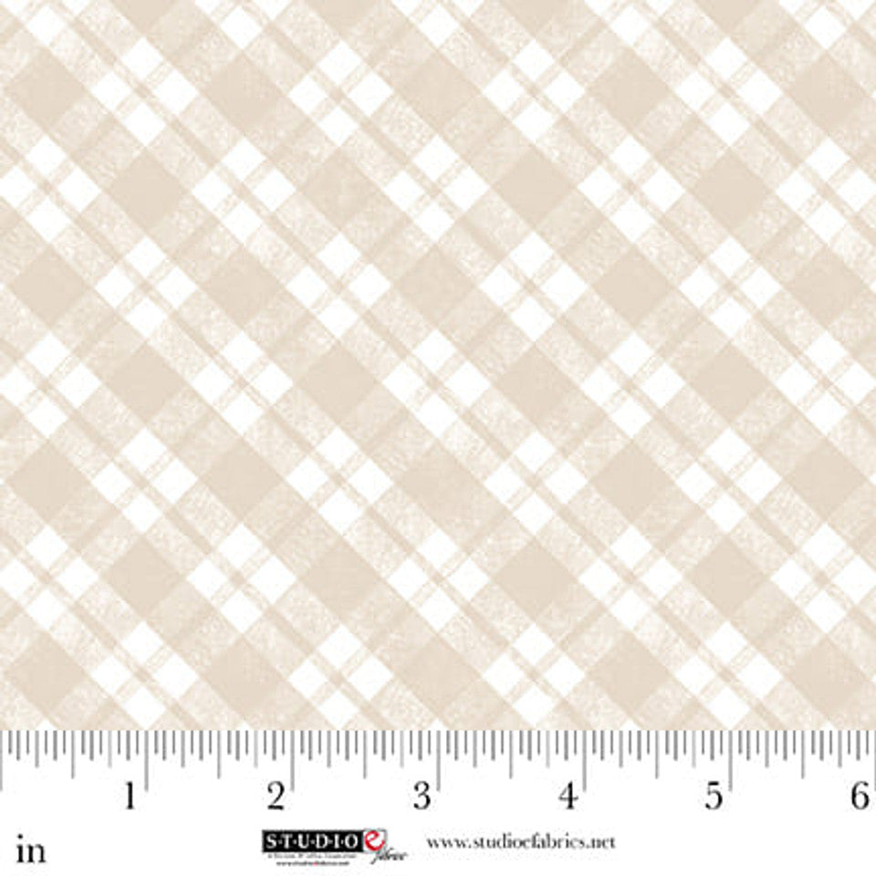 Sleepy Teddy Diagonal Plaid Oatmeal Multi Sharla Fults Studio E Cotton Fabric SE-8524-30