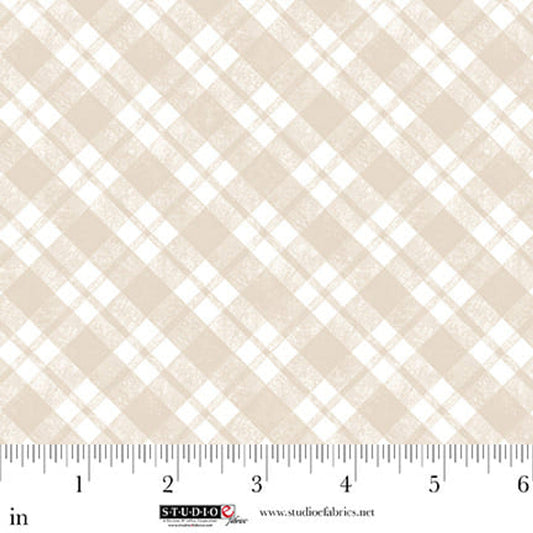 Sleepy Teddy Diagonal Plaid Oatmeal Multi Sharla Fults Studio E Cotton Fabric SE-8524-30