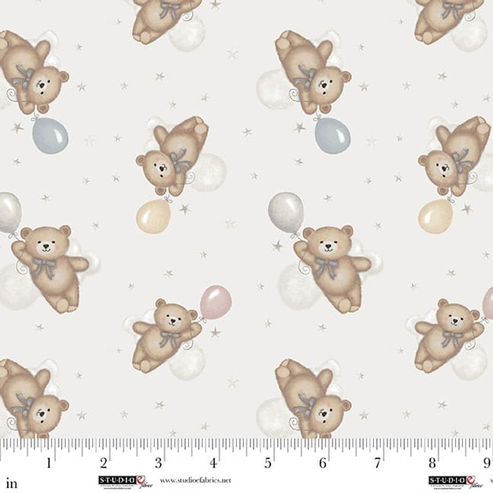 Sleepy Teddy Flying Teddy Bears Gray Multi Sharla Fults Studio E Cotton Fabric SE-8520-13
