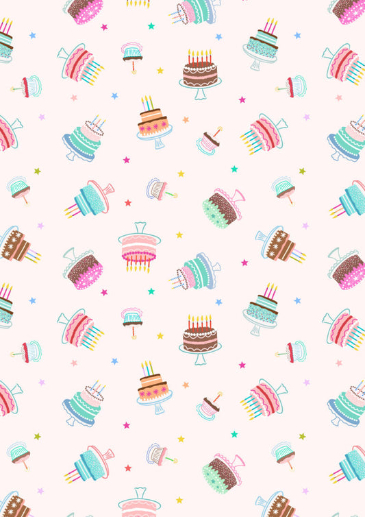Small Things...Celebration Cakes Pink Lewis and Irene Cotton Fabric LI-SM142