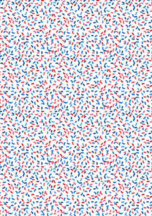 Small Things...Celebration Confetti Red Blue White Lewis and Irene Cotton Fabric LI-SM133B
