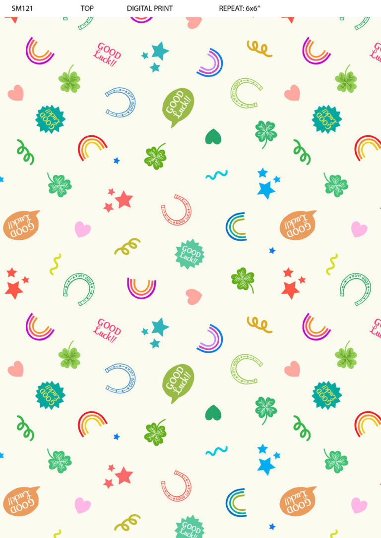 Small Things...Celebration Good Luck St Patrick Day Irish Motifs Ivory Lewis and Irene Cotton Fabric LI-SM141
