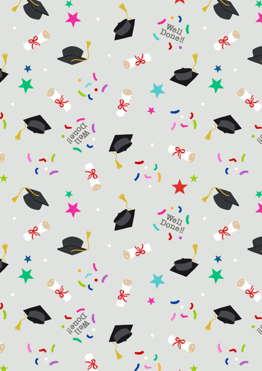 Small Things...Celebration Graduations Hat Diploma Grey Lewis and Irene Cotton Fabric LI-SM140