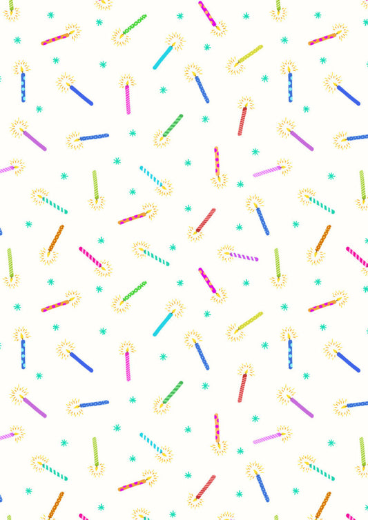 Small Things...Celebration Party Candles Multi Ivory Lewis and Irene Cotton Fabric LI-SM135
