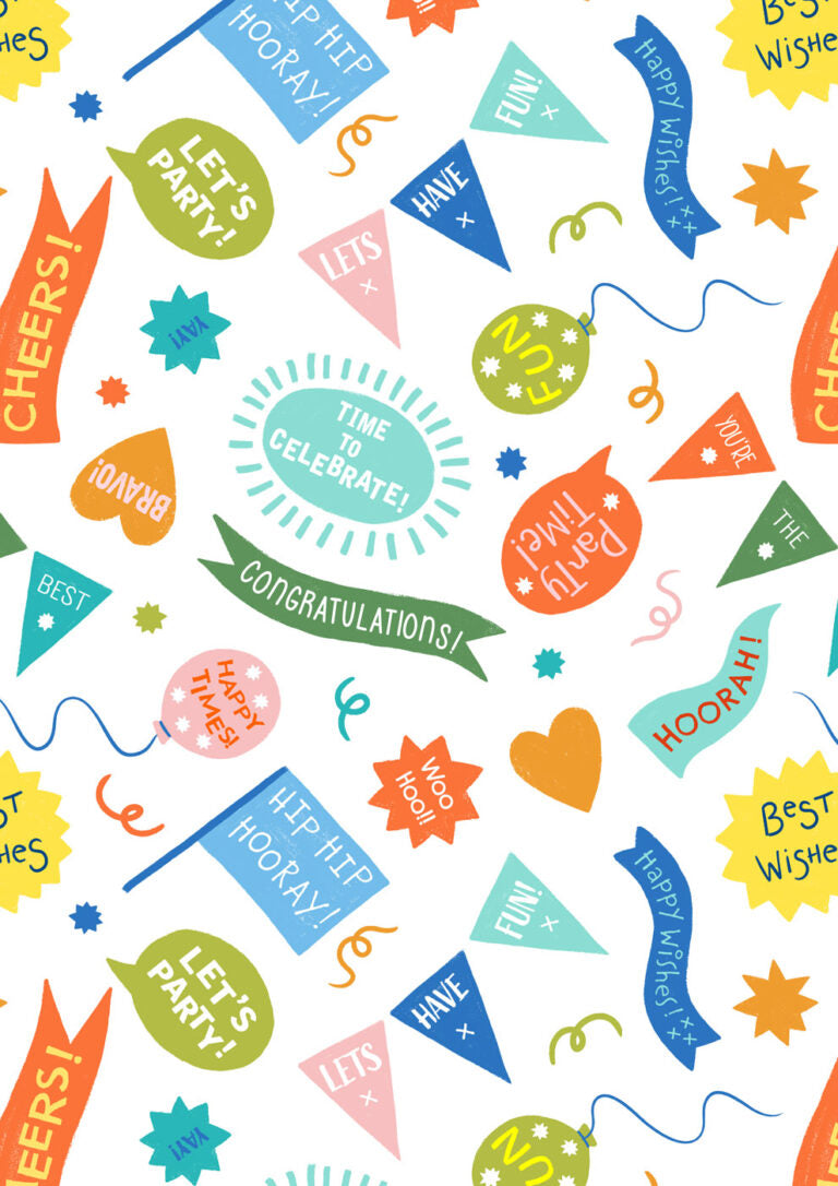 Small Things...Celebration Signs White Lewis and Irene Cotton Fabric LI-SM132