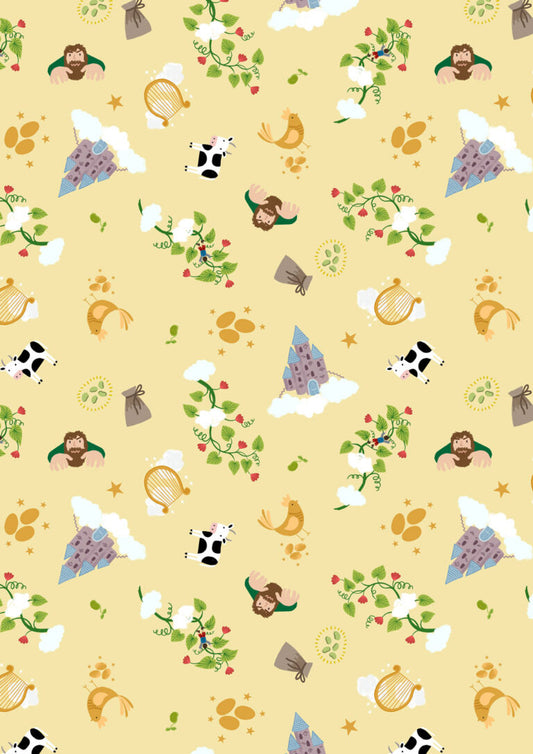 Small Things...Fairytales Jack and Beanstalk Yellow Lewis & Irene Cotton Fabric LI-SM119