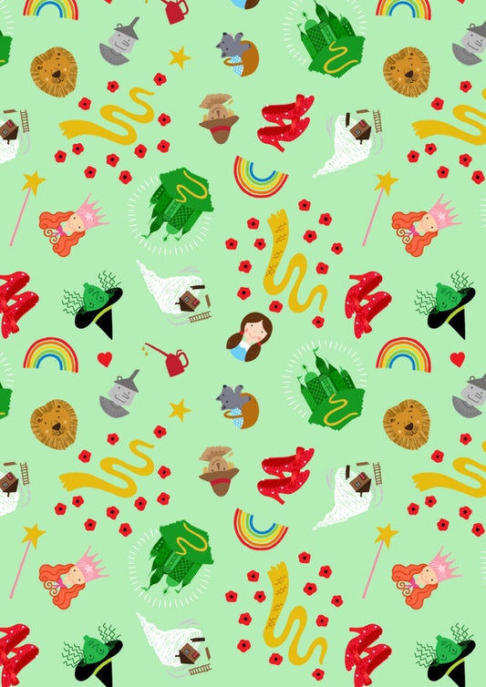 Small Things...Fairytales Oz Green Lewis & Irene Cotton Fabric LI-SM120