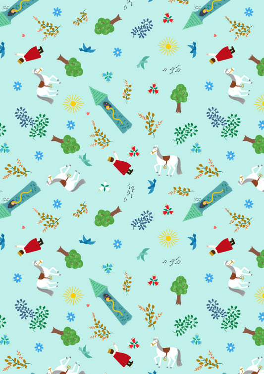 Small Things...Fairytales Rapunzel Green Lewis & Irene Cotton Fabric LI-SM125