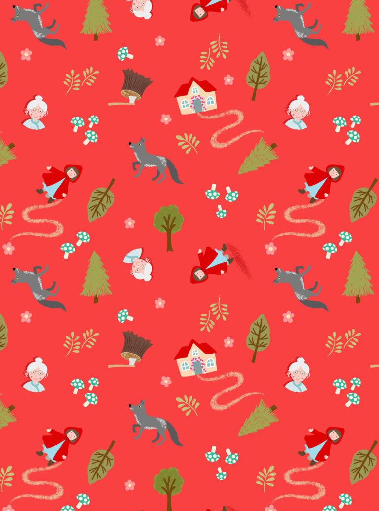 Small Things...Fairytales Red Riding Hood Red Lewis & Irene Cotton Fabric LI-SM128