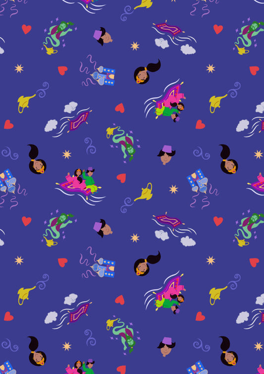 Small Things...Fairytales Aladdin Royal Blue Lewis & Irene Cotton Fabric LI-SM122
