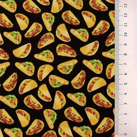 Small World Tacos Mini Black Gail Cadden Timeless Treasures Cotton Fabric