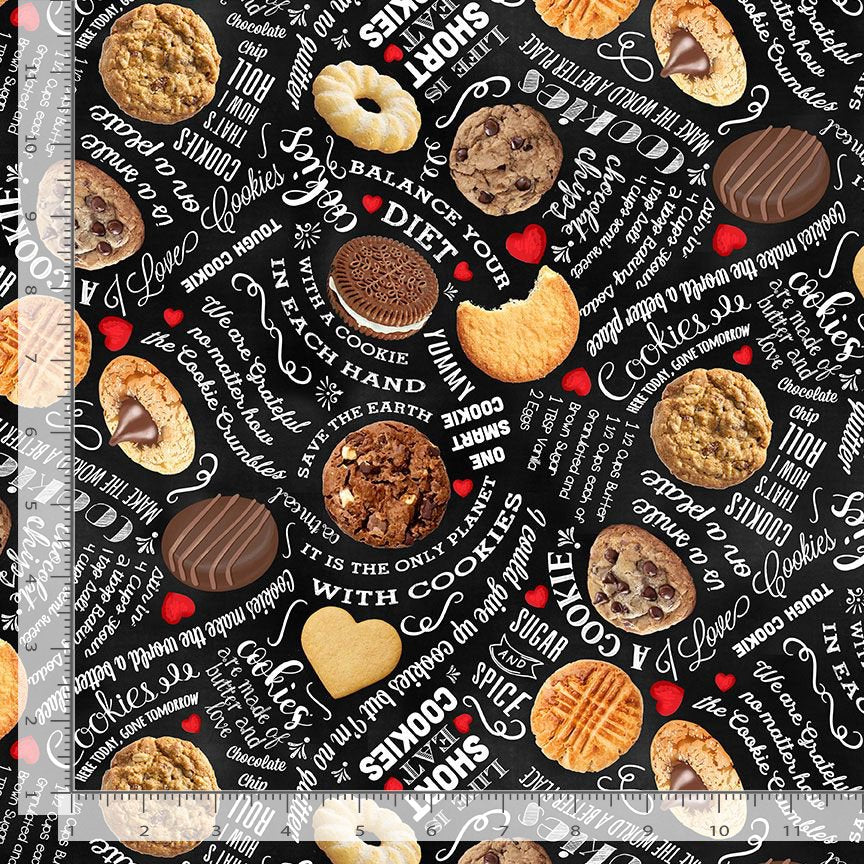 Smart Cookie Text Black Gail Cadden Timeless Treasures Cotton Fabric