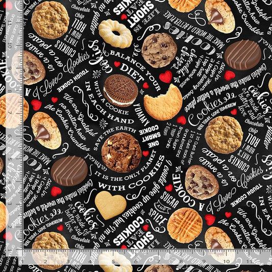 Smart Cookie Text Black Gail Cadden Timeless Treasures Cotton Fabric