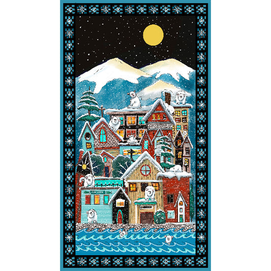 Snow Bear Village Panel  24" Quilting Treasures Cotton Fabric