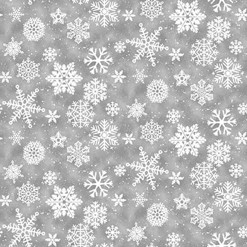 Snow Crew Snowflakes Allover Grainy Barb Tourtillotte Henry Glass Cotton Fabric