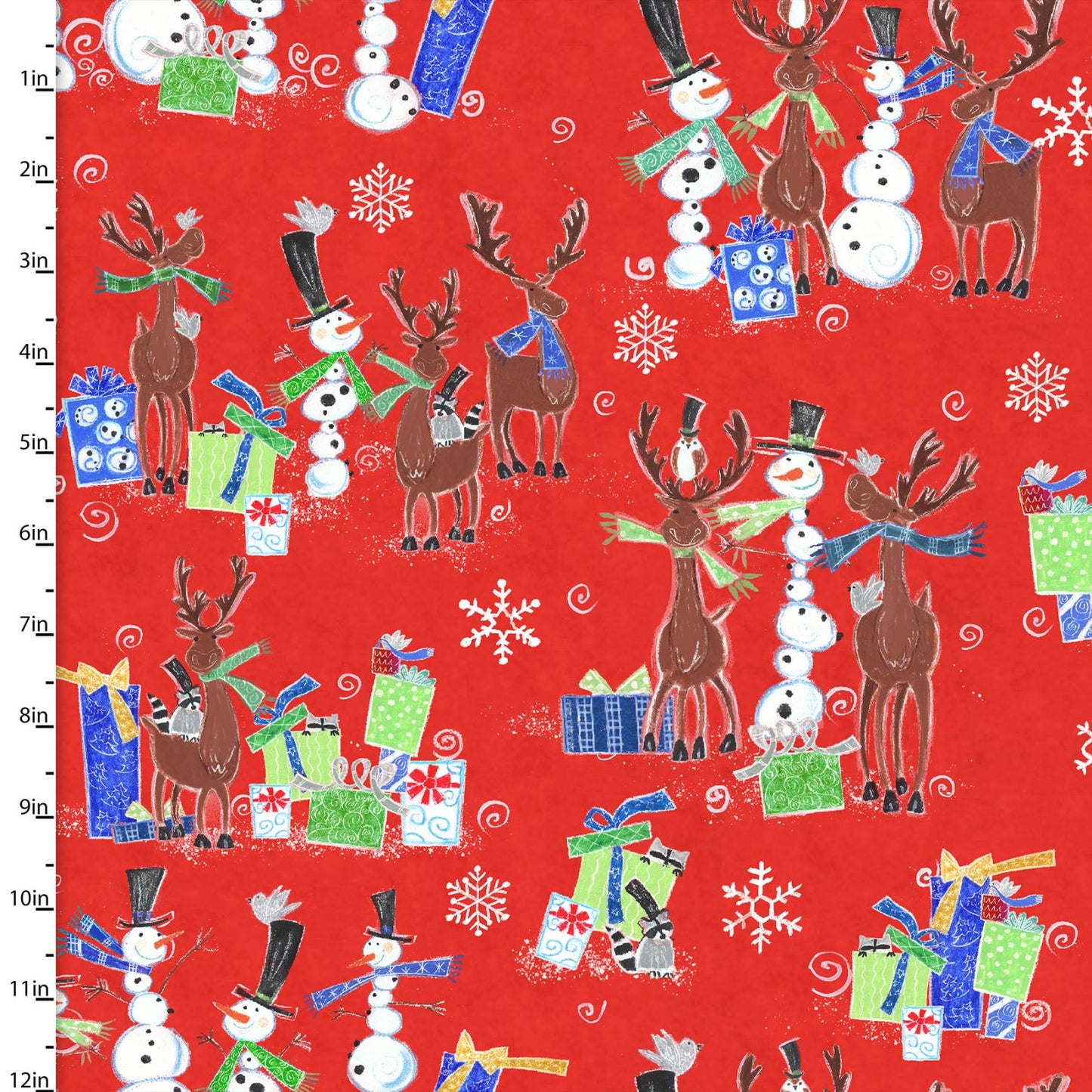 Snow Friends Collection Snow Friends Allover Red 3 Wishes Quilting Cotton Fabric