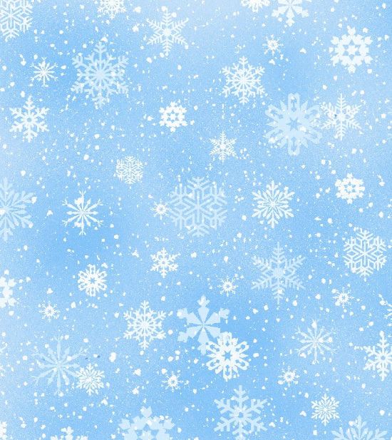 Snowflakes light blue snow Landscape Medley Elizabeth's Studio Cotton Fabric