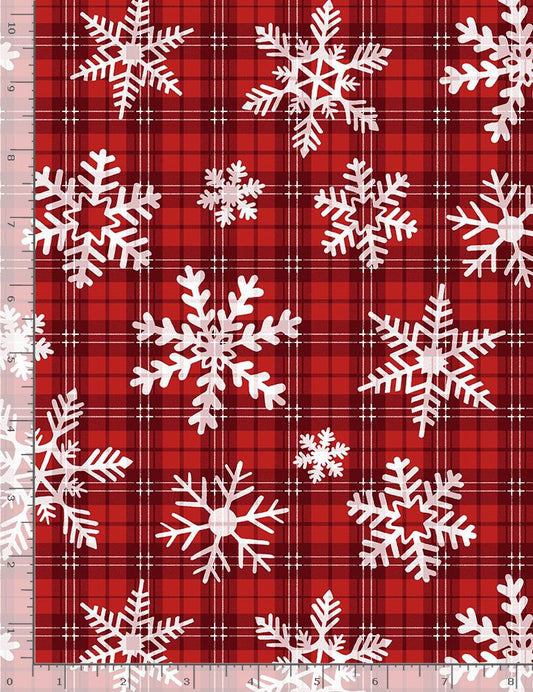 Snowflakes Red Plaid Let It Snow Gail Cadden Timeless Treasures Cotton Fabric