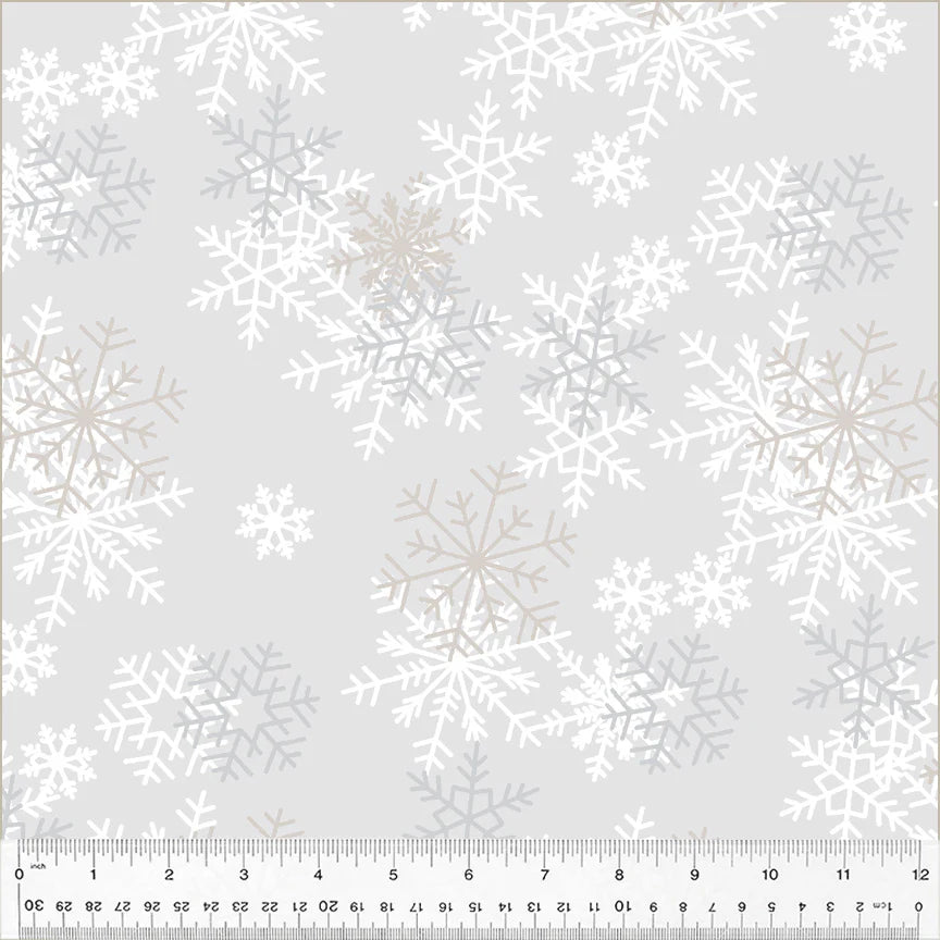 Snowflakes 108" Wide back Light Grey Whistler Studios Windham Fabrics Cotton Fabrics WF-51461-1