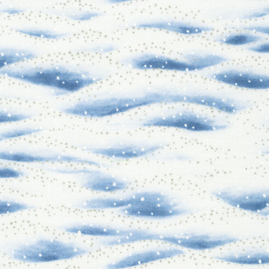 Snowy Brook Snowy Hills Snow Blue White Robert Kaufman Cotton Fabric