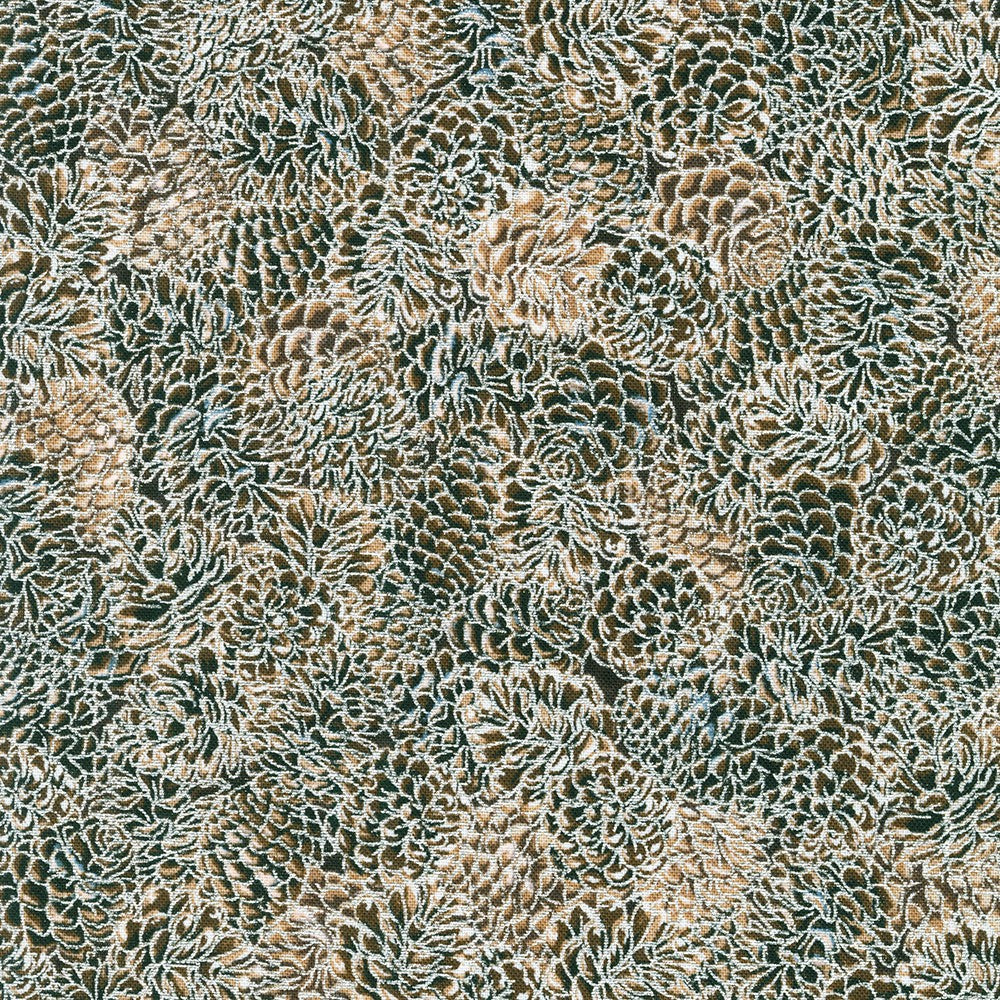 Snowy Brook Packed Pine Cones Taupe Robert Kaufman Cotton Fabric