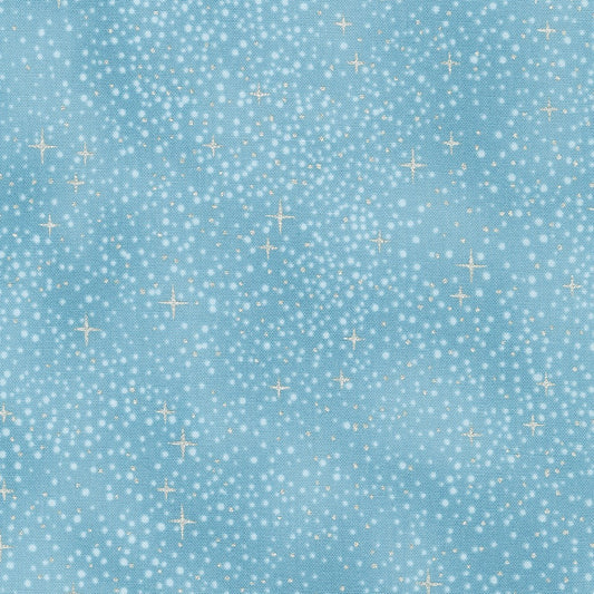 Snowy Brook Stars the Sky Sky Blue Green Robert Kaufman Cotton Fabric