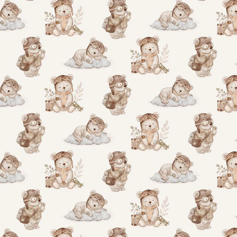 Soaring Dreams Bears Cream Jessica Yon Lo Figo Northcott Fabrics Cotton Fabric NC-91239-12
