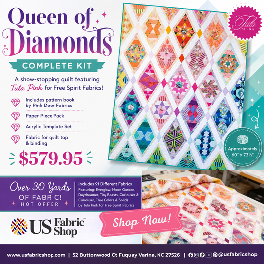 Queen Of Diamonds Complete Quilt Kit 60"x73.5" Tula Pink Free Spirit FS-QUEENOFDIAMONDS-COMPLETE