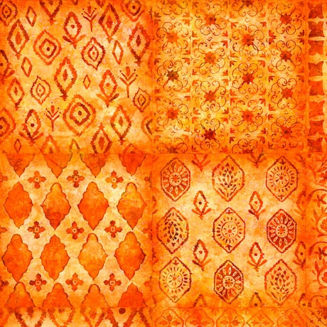 Soiree Patchwork Orange Dan Morris Quilting Treasures Cotton Fabric