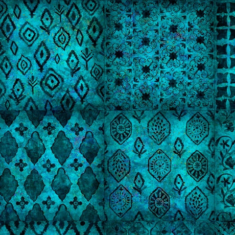 Soiree Patchwork Teal Dan Morris Quilting Treasures Cotton Fabric