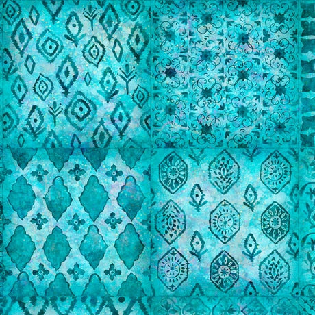 Soiree Patchwork Turquoise Dan Morris Quilting Treasures Cotton Fabric