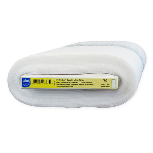 Sold By Bolt-Peltex Ultra Firm Sew In 20"x10yds  White Polyester Pellon PELLON-70-WHITE-FB