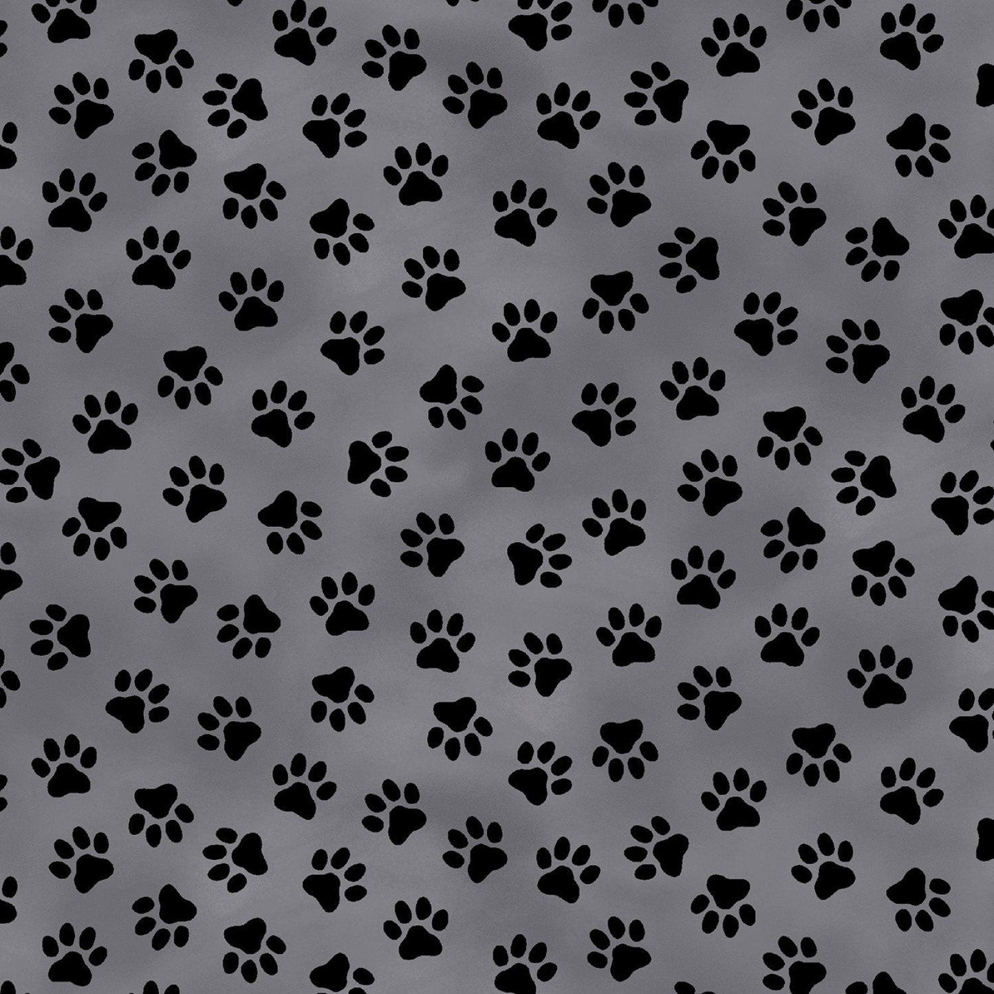 Somebody to Love Black on Charcoal Paw Prints Whistler Studios Windham Cotton Fabric