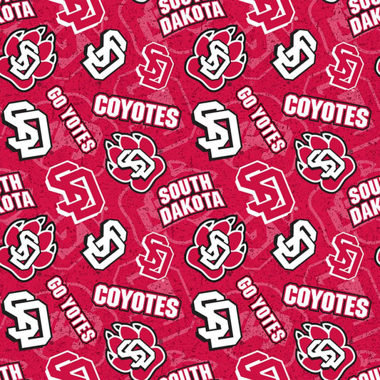 South Dakota Coyotes NCAA College Tone on Tone Sykel Cotton Fabric