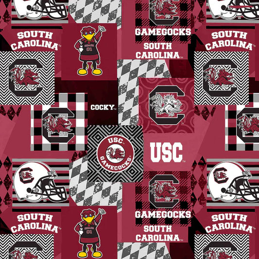 South Carolina Gamecocks NCAA College Collegiate Minky Geo Sykel Enterprises Polyester Fabric SYK-SC-1367