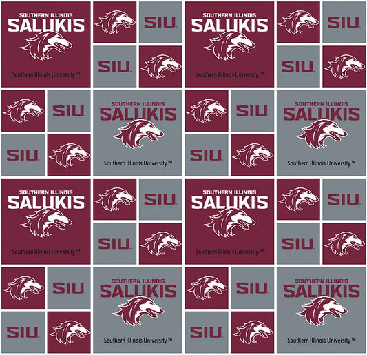 Southeastern Illinois Salukis NCAA College Geometric Box Sykel Enterprises 43-44 inches wide Cotton Fabric SILL-020
