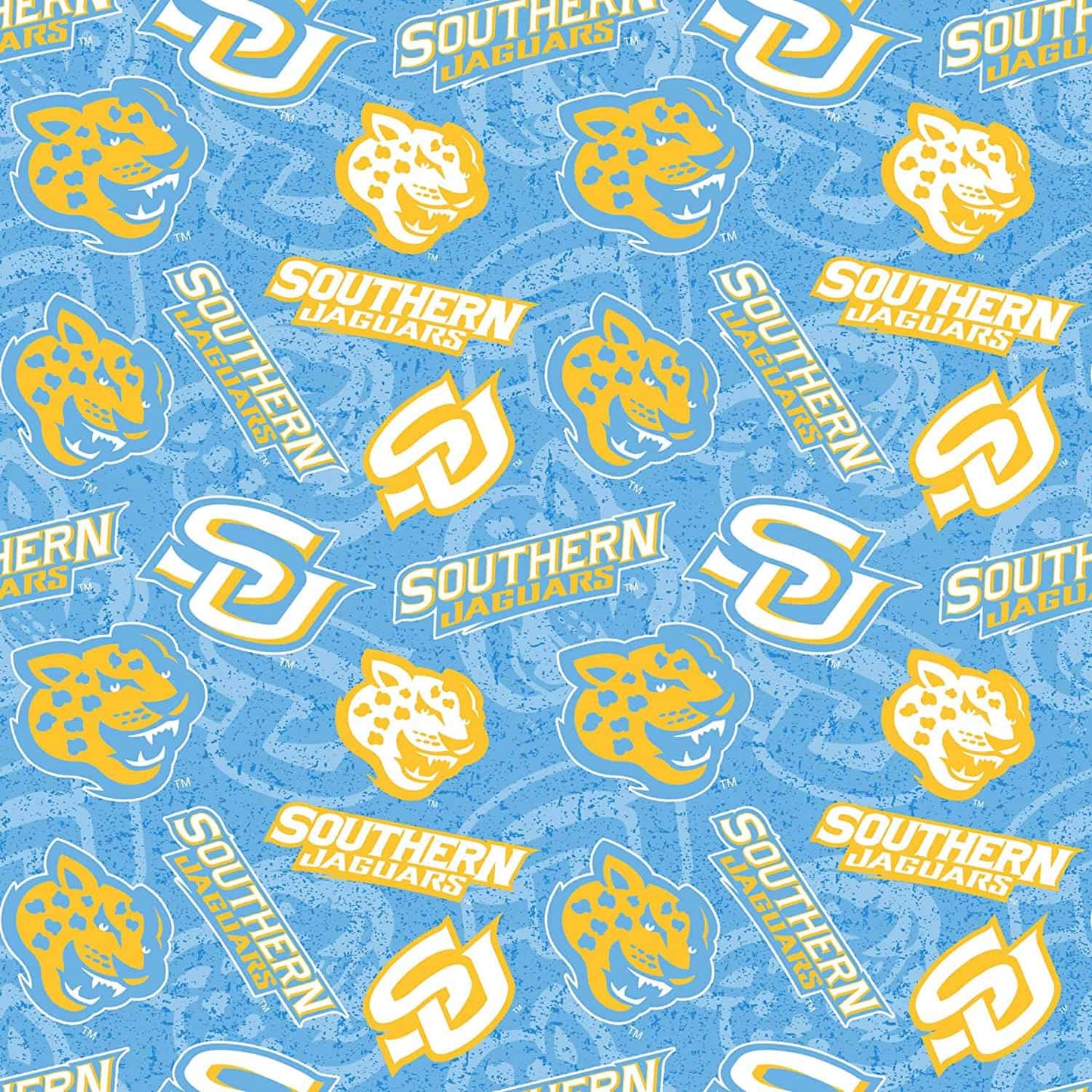 Southern University Jaguars NCAA College Tone on Tone Sykel Cotton Fabric